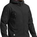 FREE SOLDIER Men's Outdoor Waterproof Soft Shell Hooded Military Tactical Jacket (4X-Large, Black)