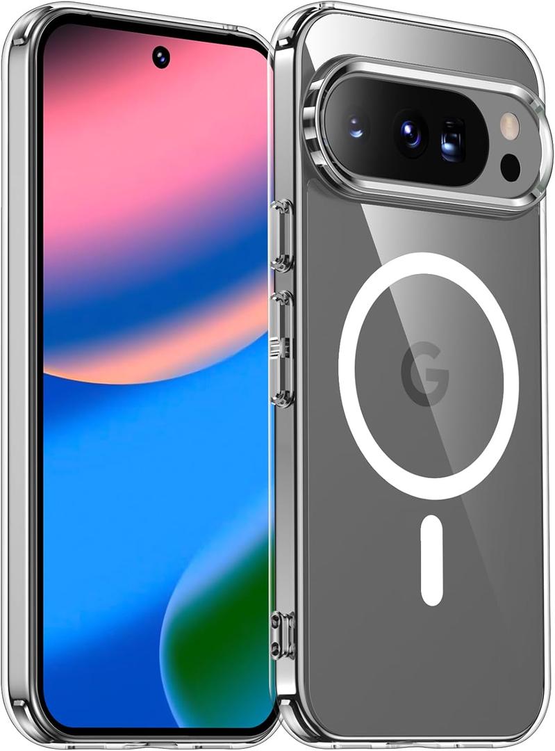 SPIDERCASE Magnetic for Google Pixel 10 Pro XL Case, Military Grade Drop Protection Slim Crystal Clear Shockproof Anti-Fingerprint Phone Case for Pixel 10 Pro XL,Clear