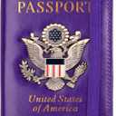 TOURSUIT RFID Blocking Passport Holder for Women Men, Leather Passport Travel Wallet with 3D Metal Badge, Travel Document Holder Cover Accessories (Purple)