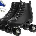 Unisex Roller Skates Double Row Four Wheels High-top Roller Skates Lightning Pattern for Beginners Womens Mens Boys and Girls (Women's 9.5 / Men's 8, Black black wheel)