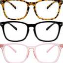 5 Pack Blue Light Blocking Reading Glasses Fashion Square Computer Readers for Women Men, Anti UV Ray Nerd Eyeglasses (5 Mix, 1.25)