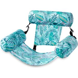 Sloosh Pool Floats Chairs Adult,Inflatable Pool Lounge,Plant Pattern Floating Mat Hammock,Blow up Water Chairs Noodles rafts for Party Summer Water Beach Fun
