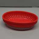 EUSOAR 5Pcs Red-Oval Plastic Fast Food Serving Baskets, 9.4in x 5.9in, Great for Burgers, Fries, Sandwiches, Dishwasher and Microwave Safe