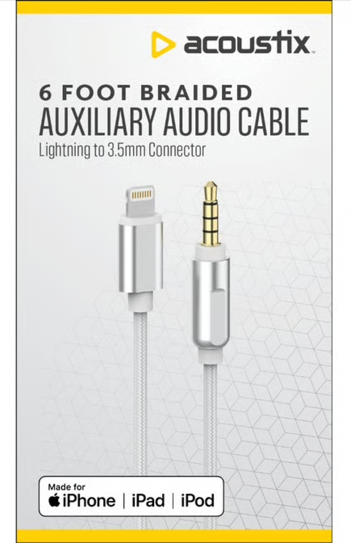 Acoustix Auxiliary Audio Cable 6 Foot
