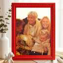 Geelin 8 x 10 Wooden Beaded Picture Frame Display Picture 8 x 10 Boho Farmhouse Photo Frame Birthday Wedding Anniversaries Gift for Vintage Rustic Wall Tabletop Display Decor, Red
