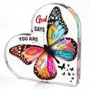 Christian Gifts for Women Birthday, Butterfly Inspirational Gifts for Mom, Sister, Coworker, Catholic Female, Friends, Girl, Religious Spiritual Gift, Home Office Desk Decor Sign