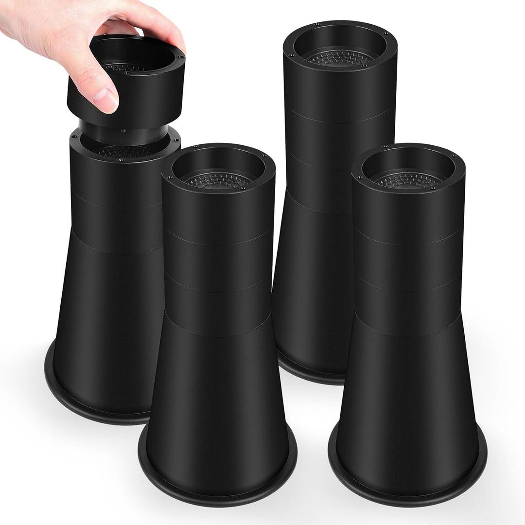 Bed Risers, 11.4 Inch Round Furniture Riser Adjustable Heavy Duty Raise Blocks for Bed Couch Table Desk - Supports up to 6,000 lb (Black,4 Pack)