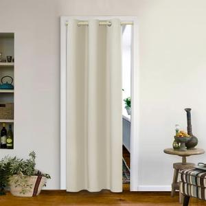 MYSKY HOME Blackout Door Curtains for Doorway 72 Inch Closet Curtains for Living Room Thermal Insulated Room Darkening Grommet Top Window Drapes for Bedroom, 1 Curtain Panel, 46 x 188 Inch, Beige  46x188"
