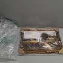 ASTRDECOR Vintage Gold Framed Wall Art Prints, Landscape Paintings Canvas Wall Art for Bedroom, Vintage Field Country Nature Wall Art, Hills Path Green Pictures Farmhouse Wall Decor Living Room -12''x16''