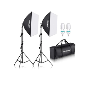 NEEWER 700W Equivalent Softbox Lighting Kit, 2Pack UL Certified 5700K LED Lighting Bulbs, 24x24 inches Softboxes with E26 Socket, Photography Continuous Lighting Kit Photo Studio Equipment