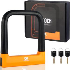 ICOCOPRO Anti Theft Heavy Duty Bicycle U Lock with 3 Keys, 18.76mm, Black, 5.32 in Width Inside Dimension