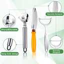Lothee 4 Pcs Cactus Peeler Tools Set, Peeler Spoon, Stainless Steel Cactus Paring Knife Long Handle with Hole Slicing Noodle Cutter for Kitchen Cooking, Cuchara Multi-function Pelador De Nopales