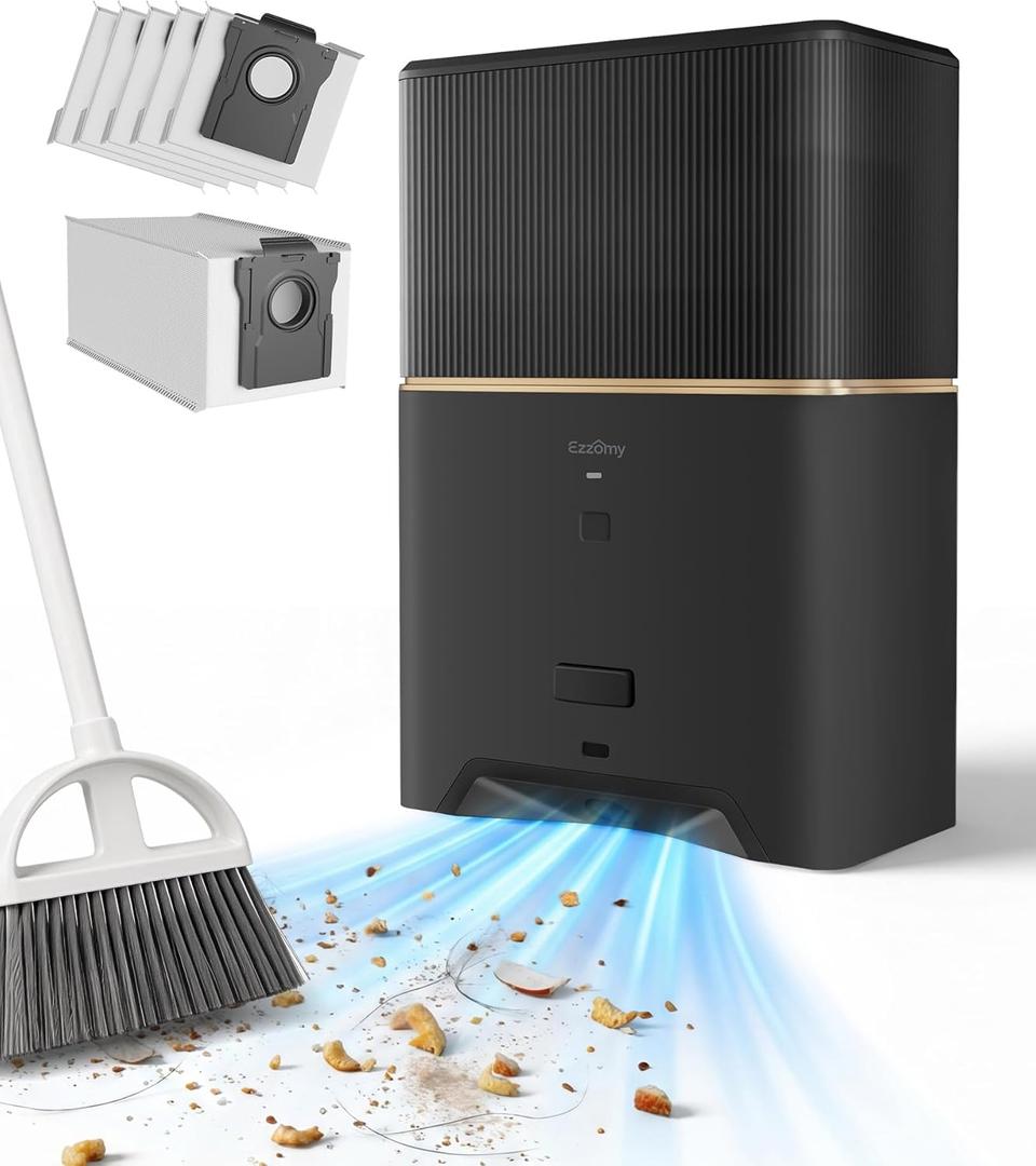 Touchless Vacuum Automatic Dustpan, Bagged Design with Replaceable Dust Bags, Up to 3-Month No Cleaning, 26,000Pa Powerful Suction, One-Touch Auto & Manual Mode for Pet Hair Kitchen & Salon