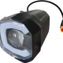 Electric Bike LED Headlight 3 Pin 12V to 72V Ebike Front Light with Built-in Horn for Night Riding IP6X Waterproof Connector 12V Commuting & Mountain Riding Bright Bicycle Horn Light for E-Scooter