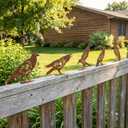 AIM & GGKK Raven Decor,Rusty Metal Birds Yard Decor, Set of 5 Metal Bird Crow Silhouette Statues for Garden Fence Yard Art, Rustic Outdoor Garden Sculptures Decorations