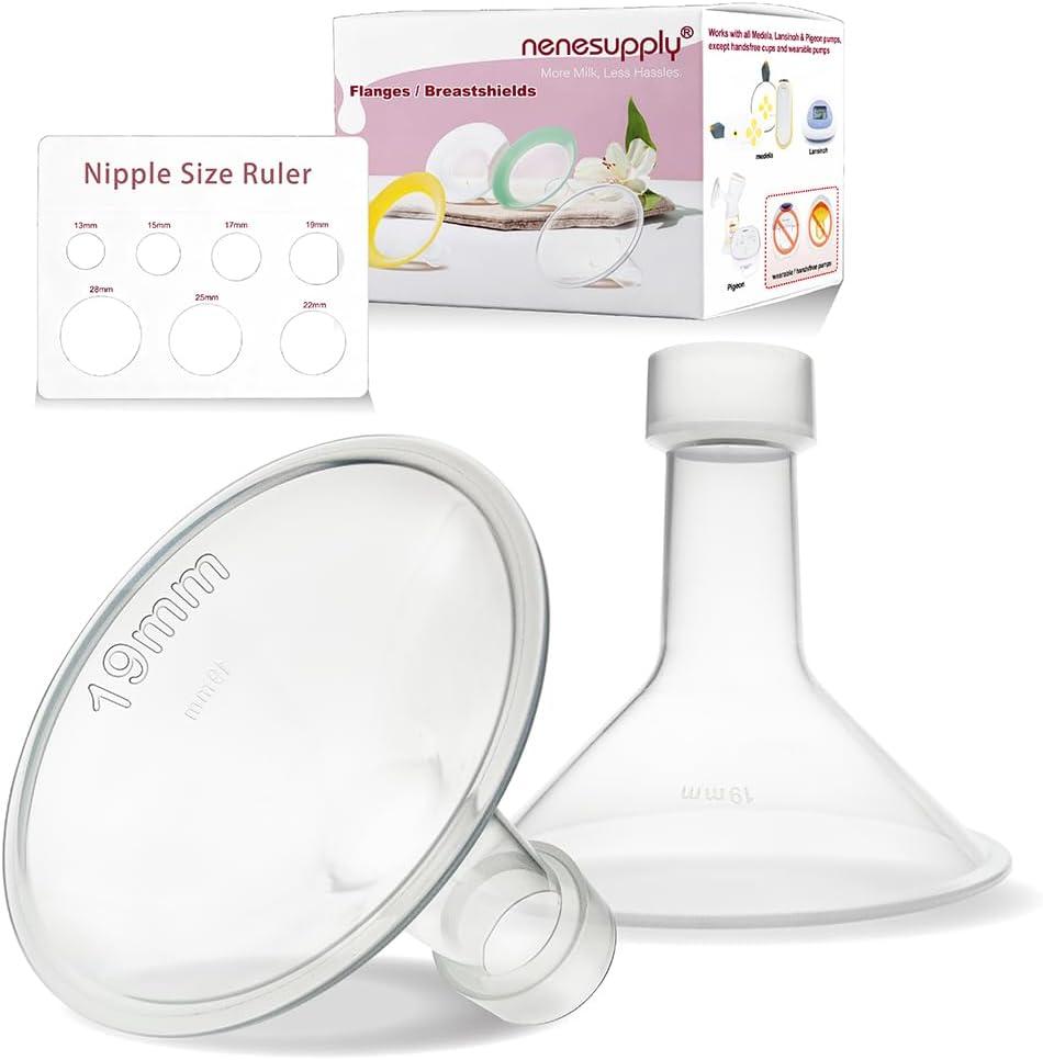 Nenesupply 19mm Flange Compatible with Medela Breast Pump Parts Replace 19mm Flange for Medela Accessories Compatible with Pump in Style Parts Symphony Swing Harmony Pump Work with Personalfit Flex