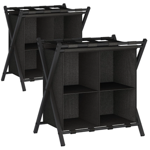 aboxoo 2 Pack Luggage Rack with storage, Guest Room Folding Suitcase Stands, Holds up to 120 lb, Space Saving Suitcase Holders for guest room, Bedroom Hotel, Black