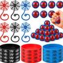 Thenshop 72 Pcs Spider Party Supplies Include Sticky Hands Web Stress Ball Rubber Wristbands Cobweb Sticky Hands Spider Theme Gifts for Birthday Comic Themed Party Decoration (Elegant Color)