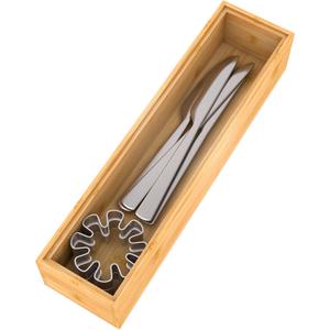 Utensil Organizer Silverware Drawer Organizer - Stackable Bamboo Flatware Caddy Cutlery Holder, Wooden Storage Boxes Tray for Bedroom,Office, Bathroom, Vanity & Garage Tool Organization(12"3"2.5")