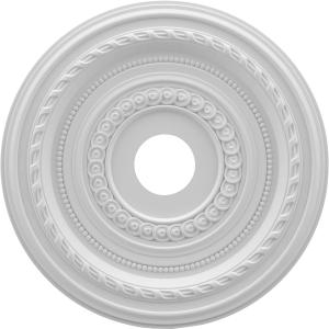 Ekena Millwork CMP19CO Cole Thermoformed PVC Ceiling Medallion (Fits Canopies up to 5 1/8"), 19"OD x 3 1/2"ID x 1"P (Unfinished)