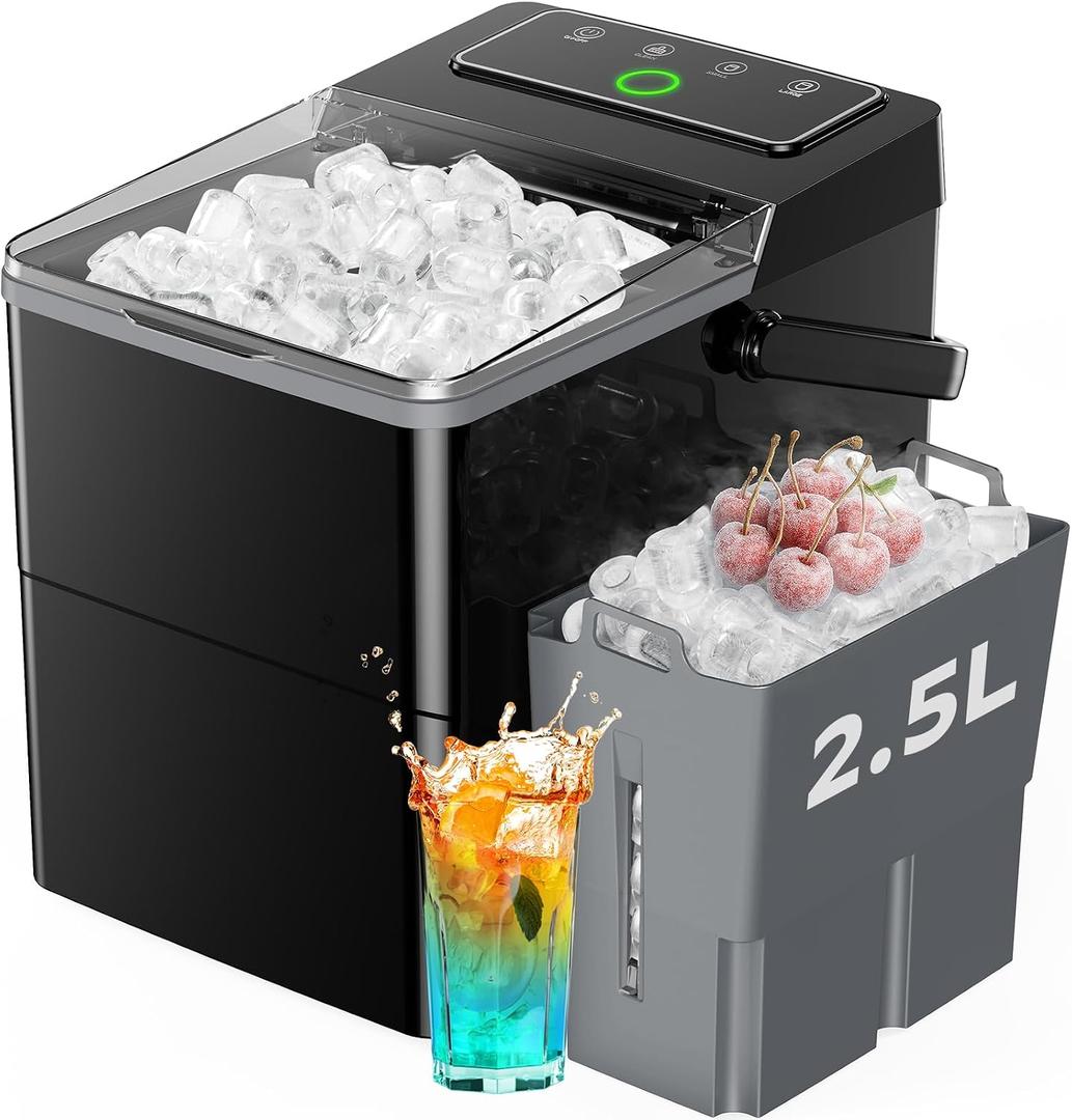 Silonn Ice Maker Countertop with Expandable 2.5L Ice Basket & 1.8L Water Tank, 9 Bullet Ice Cubes in 6 Mins, Portable Ice Maker with LED Touch Control, Self-Cleaning, 2 Ice Sizes for Home Kitchen