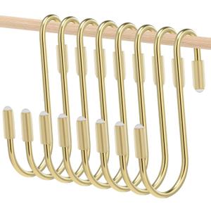 Hotop 36 Pcs Gold S Hooks for Hanging 2.4 Inch Heavy Duty S Shaped Hook Rack Metal Non Slip Hanger for Christmas Tree Stocking Kitchen Pot Utensils Closet Wire Bathroom Bedroom Pan Bag Towel Plant