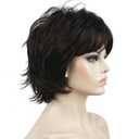 Lydell Short Layered Shaggy Full Wavy Synthetic Wigs (Dark Brown)