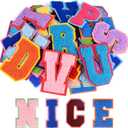 ASTARON 26 Pcs Self Adhesive Letter Patches Chenille Letters Stickers, A-Z Embroidered Applique Patches Alphabet Cloth Patch for Clothes, Bags, Hat, Phone Case, DIY Accessories (Mixed Colours)