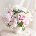 Ling's Moment Artificial Flowers 16pcs Blush Pink Silk Roses with Stems Real Look, 3.5" Fake Ombre Slate Pink Vendela Roses Bulk for DIY Wedding Bouquets Centerpieces Party Baby Shower Home Decoration