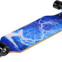 Mini Cruiser Longboard, 31 Inch Small Size Wide Wheel Skateboard, Beginner Stable & Easy-to-Control Skateboard, Suitable for Park & Street Riding, Unique Flame Pattern
