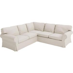 Poly Flax Ektorp Sectional Sofa Cover Compatible with IKEA 2+2 Slipcover | Heavy Duty Polyester Flax 2+2 Or 2X2 Sofa Slipcover Only Fits Ektorp Corner 2X2 Beige Color,  Sofa Cover Only