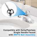 Faucet Repair Kit, Compatible with Delta/Peerless RP44123, Compatible with Delta 600 Series Shower Valve, Ball, Seats, Springs, Cam, Cap, Adjusting Ring and Bonnet