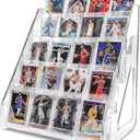 Trading Card Display Stand, 5 Tier Vertical Holder for Baseball Basketball Sports Graded Card Display Stand Tabletop for PSA BGS SGC Slabs, Snap-On Assembly