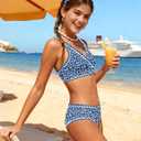 KANGKANG Girls Swimsuit Bikini Set Solid Color V-Neck Two Piece Bathing Suit with Chest Pad Adjustable Straps Swimwear, 11-12Y