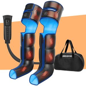 Leg Air Massager with Heat & Compression, Calf Thigh Foot Massager for Circulation, Relaxation, Pain Relief - 6 Modes 3 Intensity Levels 3 Heat Levels (AMQ-08-X)