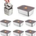 6Pcs Stainless Steel Food Storage Containers with Lids - Stackable, Reusable Metal Lunch Box for Office, Snacks, Meal Prep, and Picnic - Leak-Proof