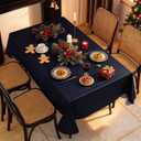 SASTYBALE Vinyl Tablecloth with Flannel Backing Waterproof Oil-Proof Plastic Tablecloths for Rectangle Tables, Wipeable PVC Table Cloths for Kitchen Dining Indoor Outdoor (Navy Blue, 52 x 70 Inch)