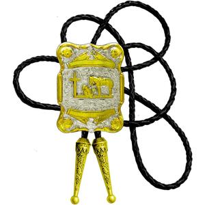 Moranse Bolo Tie with Western Cowboy Religion Cross Cowboy Style Genuine and Cowhide Rope (Gold)