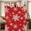 OTOSTAR Red Christmas Fleece Throw Blanket Snowflakes Soft Fuzzy Plush Blankets for Couch Sofa Bed Warm Winter Throw 50x60 Inch (Red)