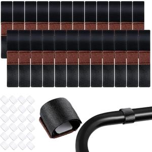24 Pcs Wrap-Around Felt Furniture Pads with Hook and Loop Fasteners Non-Slip Chair Bottom Floor Protectors Bar Stool Leg Glides Protector Patio Furniture Feet Wrap