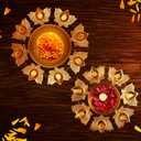 Kalakriti 2 Pcs Metal Flower Decorative Bowl Set |Home Table Decoration |Urli Diya Navratri Pooja HouseWarming Haldi | Indian Diwali Decor Gifts Items, 12 Inch Each Golden