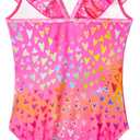 Snowheart Girls Swimsuit One Piece Bathing Suit Kids Quick Dry Shoudler Ruffle Floral Swimwear for 3-12 Years Old (Black)