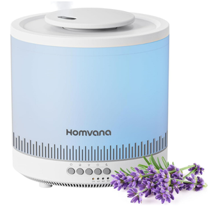 Homvana Small Humidifiers for Bedroom, 1.8L Cool Mist Top Fill Humidifier for Baby Nursery, Essential Oil Diffuser, 3 in 1 for Home Plants Offices and Grow Tents, 7 Color Nightstand Light, Ultrasonic