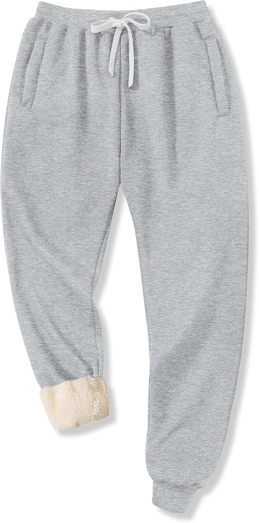 Unisex Kids Winter Active Sherpa-Lined Fleece Sweatpants Warm Athletic Jogger Pants with Pockets 3-14 Years (Gray, S)