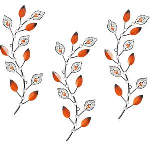 Cityelf 3 Set Crystal Leaf Wall Art Sculpture Iron Tree Leaves Branch Hanging Wall Dcor Jeweled Bling Home Deor Acrylic Diamond Accent  (16.5 inch)