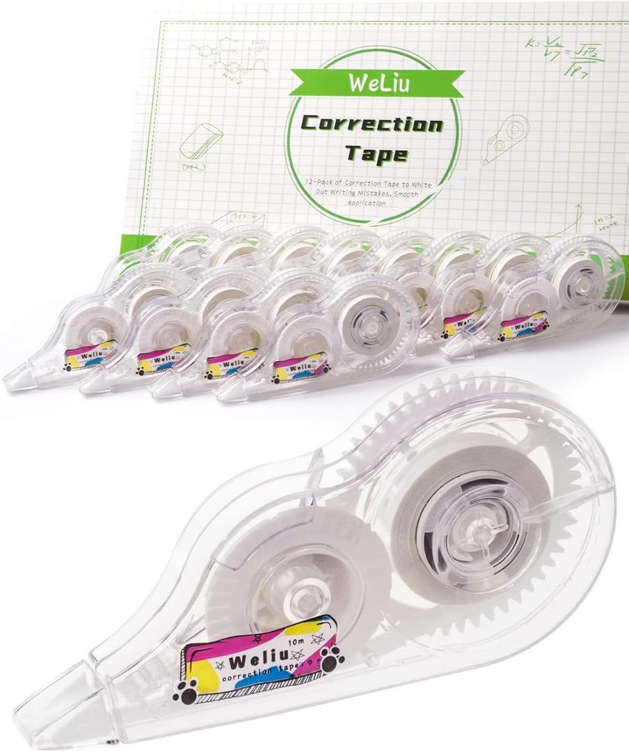 Correction Tape, 12-Pack (White Inner Core)