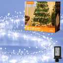 Flowing Fairy Lights Plug in with 14 Modes, 10FT 388LED Twinkle String Lights Indoor, Christmas Tree Lights Indoor Waterproof for Bedroom Christmas Home Room Decor, Cool White