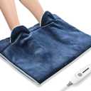 Electric Heated Foot Warmer Soft Flannel Foot Heater with 2h Auto Off & 3 Heat Levels Full Body Use Heating Pad for Feet, Abdomen, Cramps, Pain Relief Pocket Design 16" x 22" (Blue)