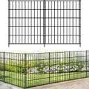 FOREHOGAR Metal Garden Fence 33.3in (H) x 23.3ft (L), 10 Panels + 11 Stakes Dog Fence Border Fence Animal Barrier, No Dig Garden Fencing for Yard Flower Bed Lawn Patio Outdoor, PIN332810 Black