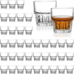40-Pack 5oz Shot Glasses Set, Bulk Heavy Base Rock Glasses, Stackable Whiskey Tumbler for Bar Espresso Tasting, Drinking Glasses for BourbonJuiceWaterCortado